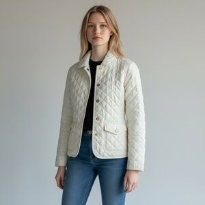 Ralph Lauren Quilted Jacket White Barn Country Girls XL 16 fit Women XS
